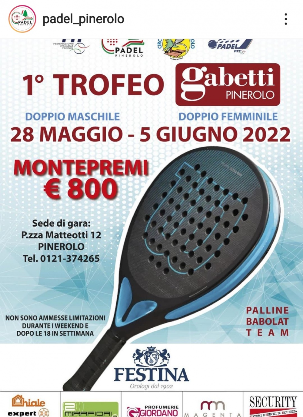 1 Trofeo Padel Gabetti Pinerolo