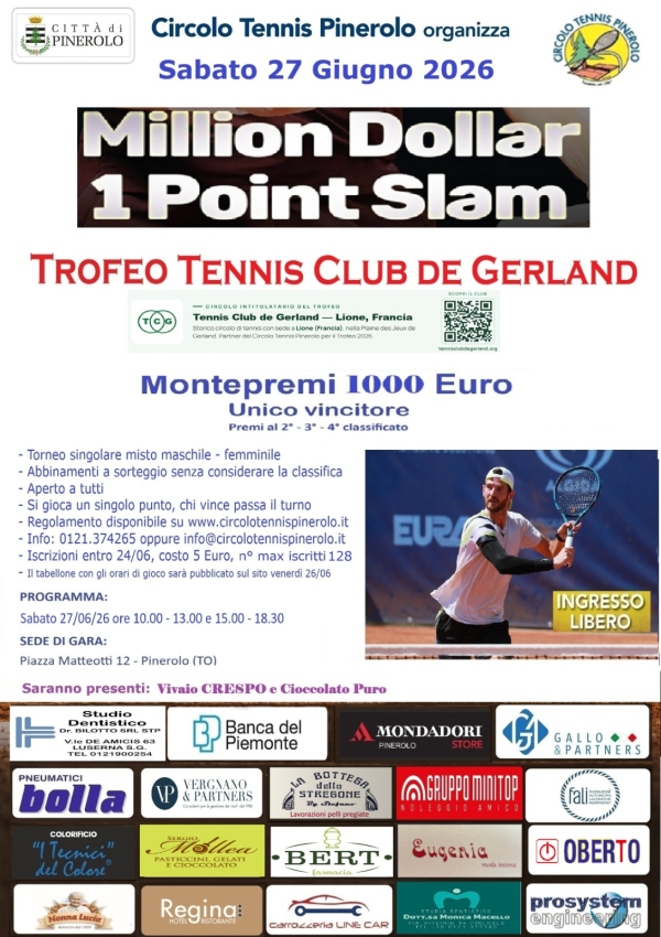 MILLION DOLLAR 1 POINT SLAM - SABATO 27 Giugno 2026 - Locandina